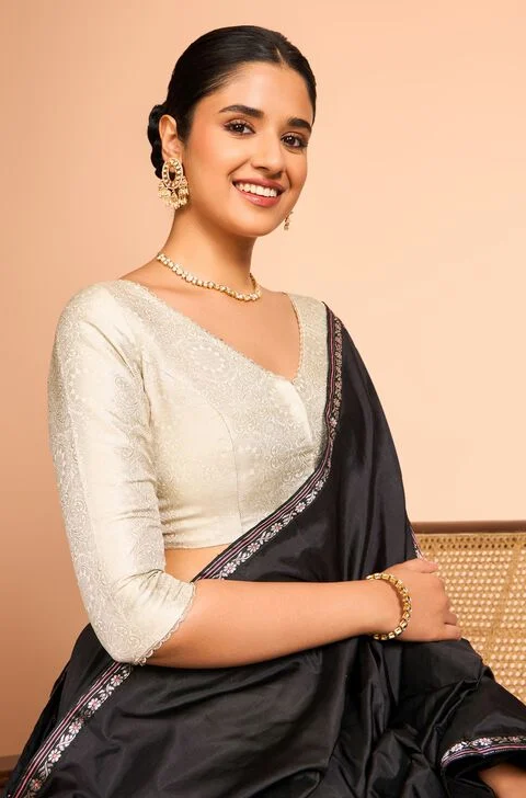 Pearl White Elegant Blouse – Pearl White & Black
